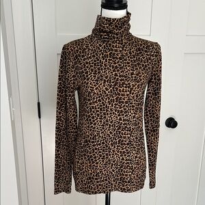 J. Crew Factory Leopard Print Tissue Turtleneck NWOT